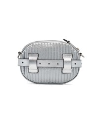 Moschino Silver Metallic Teddy Embossed Leather Belt Bag