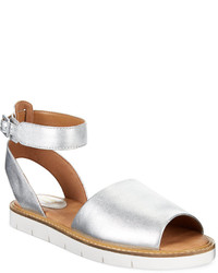clarks silver flat sandals