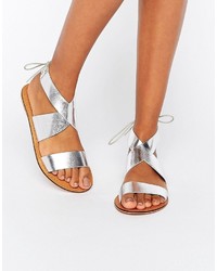 Asos Freckles Leather Lace Up Flat Sandals