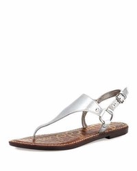 Sam Edelman Greta Flat Metallic Thong Sandal Silver