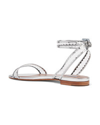 Tabitha Simmons Judy Frill Metallic Leather And Pvc Sandals