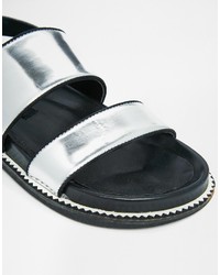 Senso Karmyn Silver Leather Flat Sandals