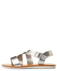 Charlotte Russe Metallic Asymmetrical Strappy Flat Sandals