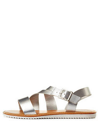 Charlotte Russe Metallic Asymmetrical Strappy Flat Sandals