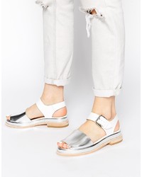 Clarks Originals Madlen White Silver Flat Sandals