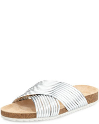 Loeffler Randall Petra Metallic Sandal Slide Silver