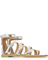Marc by Marc Jacobs Seditionary Laminated Silver Leather Flat Sandal