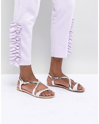 Call it SPRING Silver Flat Sandals