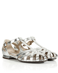 Marc Jacobs Strappy Flat Leather Sandals In Silver
