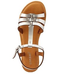 Bamboo Strappy T Strap Flat Sandals