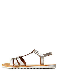 Bamboo Strappy T Strap Flat Sandals