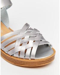 Truffle Collection Lizzy Silver Woven Flat Sandals