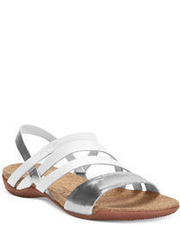 Silver Leather Gladiator Sandals: DKNY Sparrow Flat Sandals