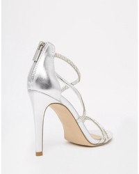 Aldo Arenani Silver Cross Front Heeled Sandals