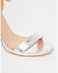 Head Over Heels By Dune Madame Silver Barely There Heeled Sandals