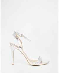 Head Over Heels By Dune Madame Silver Barely There Heeled Sandals