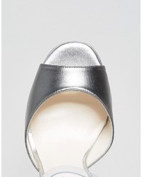 Terry De Havilland Coco Silver Leather Platform Heeled Sandals
