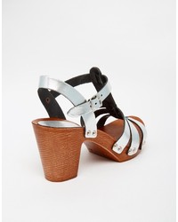 Asos Collection Haberdasher Leather 70s Heeled Sandals