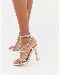 Office Heaven Silver Snake Py Heeled Sandals