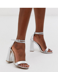 ASOS DESIGN Highlight Barely There Heeled Sandals In Silver