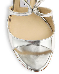 Jimmy Choo Lang 100 Strappy Mirror Leather Sandals