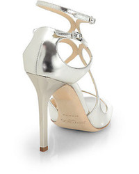 Jimmy Choo Lang 100 Strappy Mirror Leather Sandals