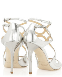 Jimmy Choo Lang Gold Mirror Leather Sandals
