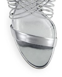 Casadei Metallic Leather Crisscross Sandals