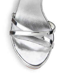 Stuart Weitzman Metallic Leather Strappy Platform Sandals