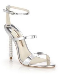 Sophia Webster Rosalind Crystal Heel Metallic Leather Sandals
