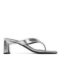 Balenciaga Silver Flip Flop Heels