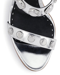 Rupert Sanderson Studded Metallic Leather Mule Sandals