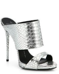 Giuseppe Zanotti Suede Snake Embossed Leather Sandals