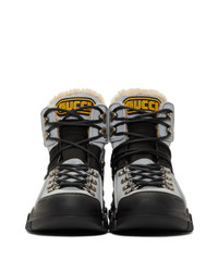 Gucci Grey Reflective Flashtrek High Top Sneakers