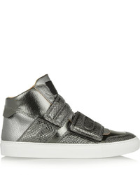 MM6 MAISON MARGIELA Metallic Lizard Effect And Textured Leather High Top Sneakers