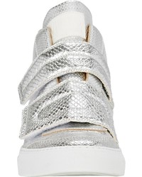 Mm6 Maison Margiela Double Strap High Top Sneakers Silver