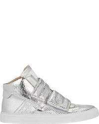 Mm6 Maison Margiela Double Strap High Top Sneakers Silver