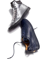 Salvatore Ferragamo Patent Leather High Top Sneaker Silver