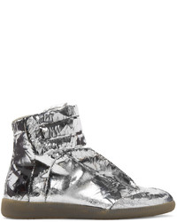Maison Margiela Silver Cracked Future High Top Sneakers