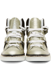 Jimmy Choo Silver Leather High Top Barlowe Sneakers