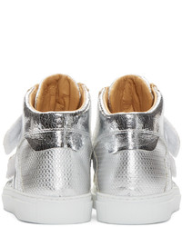 MM6 MAISON MARGIELA Silver Leather Velcro High Top Sneakers