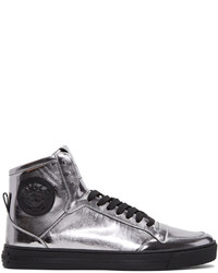 Versace Silver Medusa High Top Sneakers