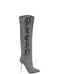 Philipp Plein Crystal Studded Logo Boots