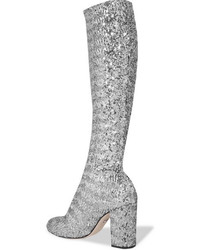 Dolce & Gabbana Sequined Mesh Knee Boots