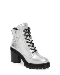 MW009959 SIZE 34-40 FASHION SILVER STUD LACE UP ANKLE BOOTS 