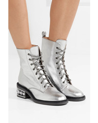 Nicholas Kirkwood Casati Embellished Metallic Textured Leather Ankle Boots