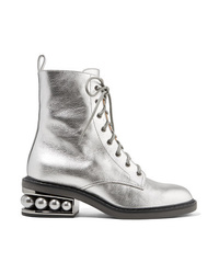 Nicholas Kirkwood Casati Embellished Metallic Textured Leather Ankle Boots
