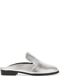 Robert Clergerie Alicel Metallic Leather Slippers Silver