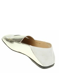 Sergio Rossi Loafers In Silver Leather With Metal Plate