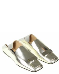 Sergio Rossi Loafers In Silver Leather With Metal Plate
